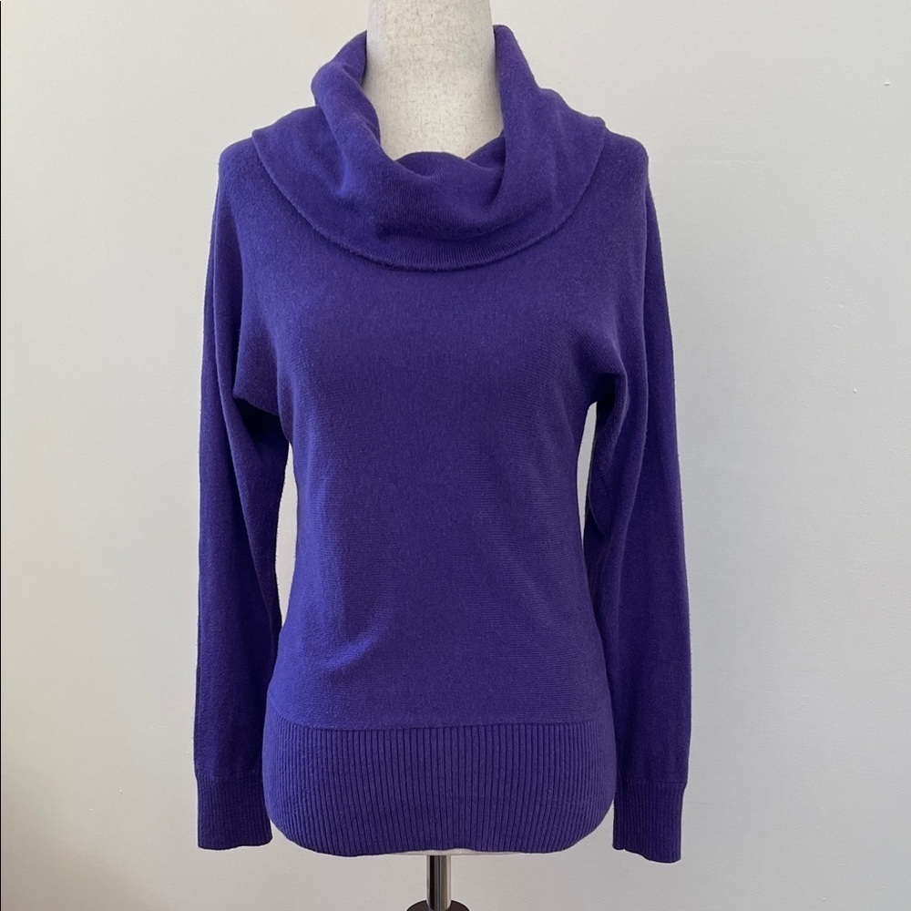 Lauren Ralph Lauren Petite Purple Cowl Neck Cotton Modal Lightweight Sweater PS
